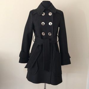 Zara Charcoal Grey Double Breasted Coat Size M